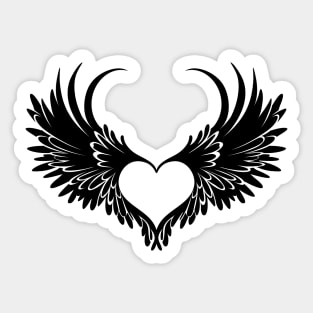 Winged angel heart Sticker